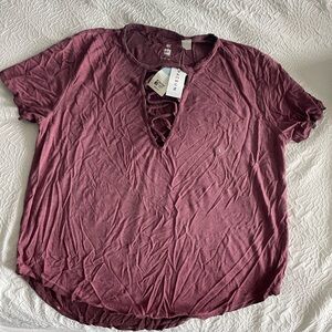 PacSun Purple Short Sleeve Cut Out Tee